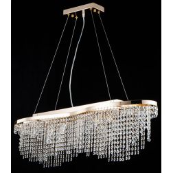 TOILS LAMPADARIO A SOSPENSIONE IN CRISTALLO E METALLO ORO LARGHEZZA CM 93 LAMPADINE 7XE14 CLASSICO