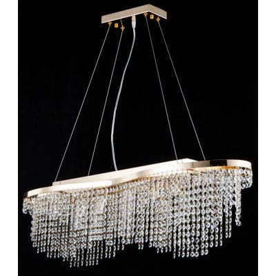 TOILS LAMPADARIO A SOSPENSIONE IN CRISTALLO E METALLO ORO LARGHEZZA CM 93 LAMPADINE 7XE14 CLASSICO