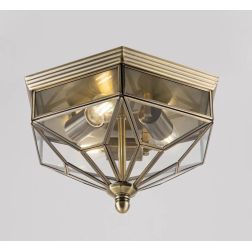 ZEIL PLAFONIERA ESAGONALE CLASSICA IN METALLO BRONZOE VETRO TRASPARENTE LAMPADINE 3XE27 2