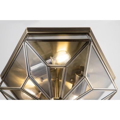 ZEIL PLAFONIERA ESAGONALE CLASSICA IN METALLO BRONZOE VETRO TRASPARENTE LAMPADINE 3XE27
