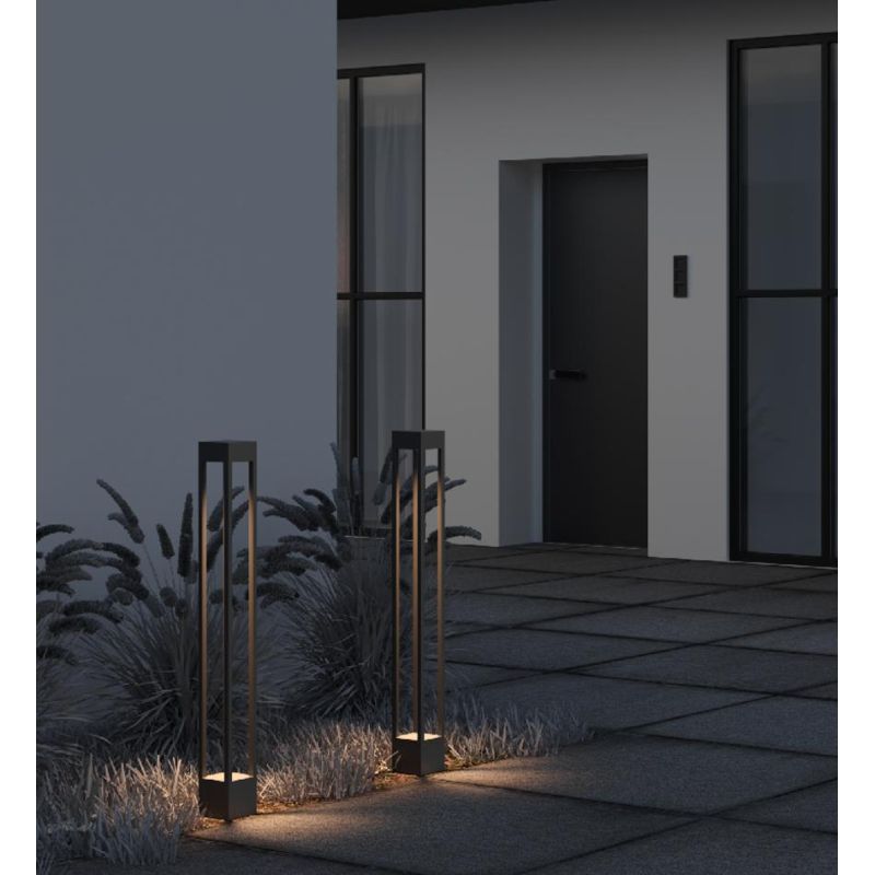 ELBE PALO DA ESTERNI IP65 ANTRACITE 3 MISURE LED INTEGRATO LUCE 3000K SQUADRATO MODERNO