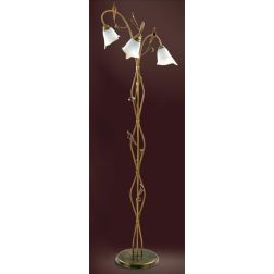 MARZIA PIANTANA 3 LUCI CLASSICA IN METALLO AVORIO O RUGGINE CON DIFFUSORI IN VETRO A SCAVO Padana Lampadari - Cristalensi Shop O