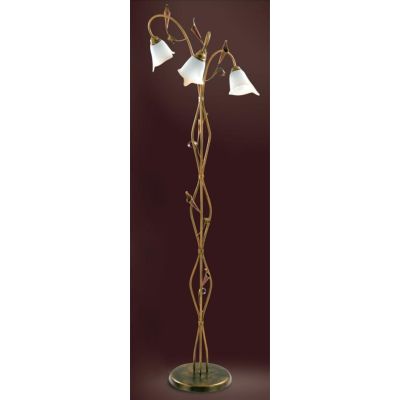 MARZIA PIANTANA 3 LUCI CLASSICA IN METALLO AVORIO O RUGGINE CON DIFFUSORI IN VETRO A SCAVO Padana Lampadari - Cristalensi Shop O