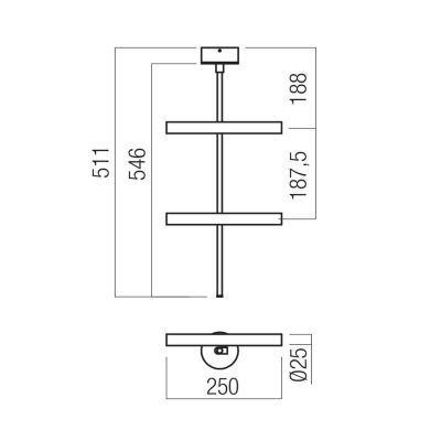 PRAXI LAMPADA DA SOFFITTO CON 2 DIFFUSORI ORIENTABILI IN METALLO 3 COLORI LED 14W LUCE 2700K-3000K