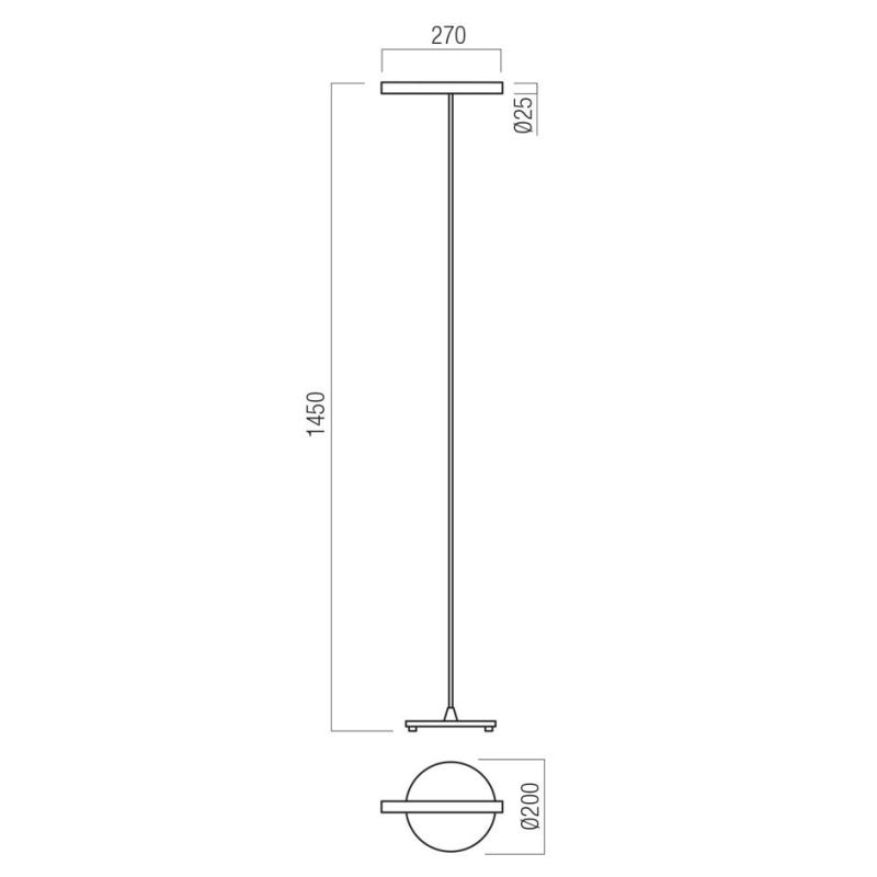 PRAXI PIANTANA MODERNA CON DIFFUSORE ORIENTABILE IN METALLO 3 COLORI LED 8W LUCE 2700K-3000K H145 CM