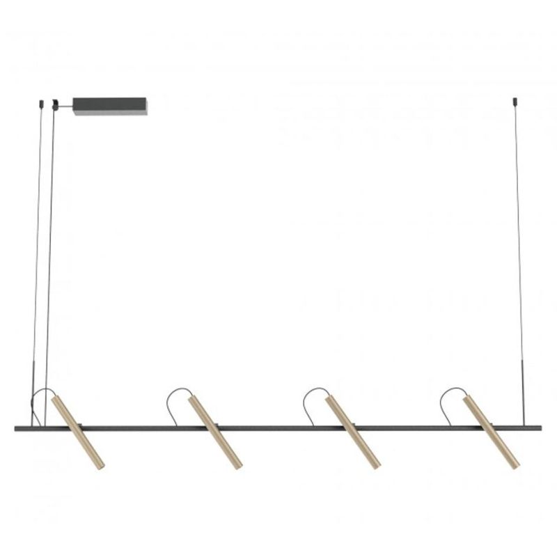 PRAXI SOSPENSIONE 4 LUCI CON DIFFUSORI ORIENTABILI IN METALLO 3 COLORI LED 28.5W LUCE 2700K-3000K