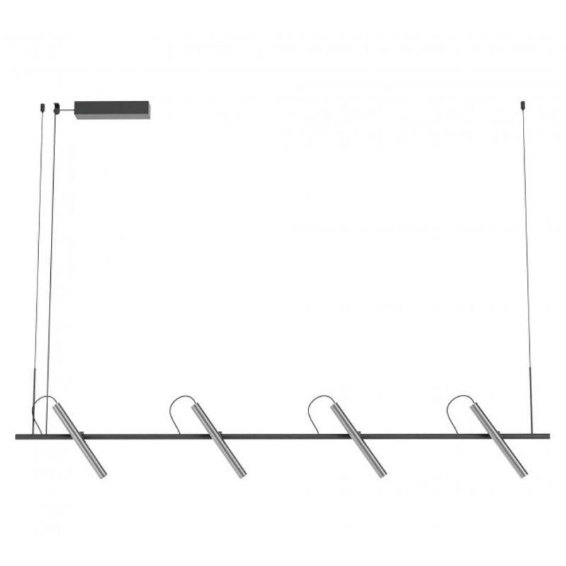 PRAXI SOSPENSIONE 4 LUCI CON DIFFUSORI ORIENTABILI IN METALLO 3 COLORI LED 28.5W LUCE 2700K-3000K