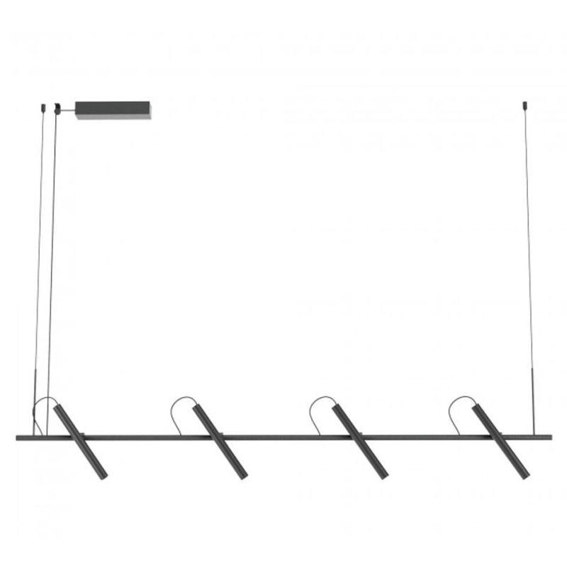 PRAXI SOSPENSIONE 4 LUCI CON DIFFUSORI ORIENTABILI IN METALLO 3 COLORI LED 28.5W LUCE 2700K-3000K