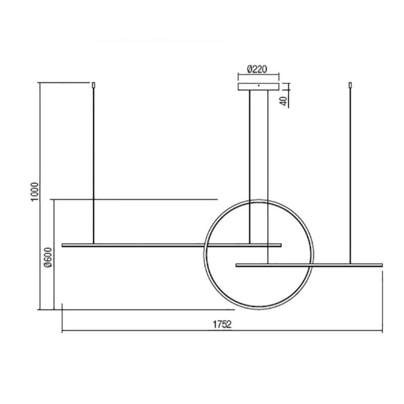 GIOTTO SOSPENSIONE MODERNA L175 CM IN ALLUMINIO BIANCO O NERO LED 56W LUCE 3000K-4000K