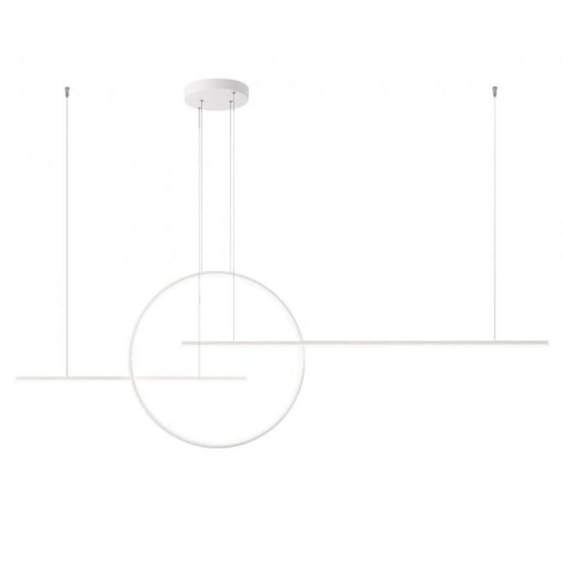 GIOTTO SOSPENSIONE MODERNA L175 CM IN ALLUMINIO BIANCO O NERO LED 56W LUCE 3000K-4000K