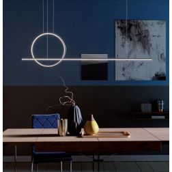 GIOTTO SOSPENSIONE MODERNA L143 CM IN ALLUMINIO BIANCO O NERO LED 46W LUCE 3000K-4000K