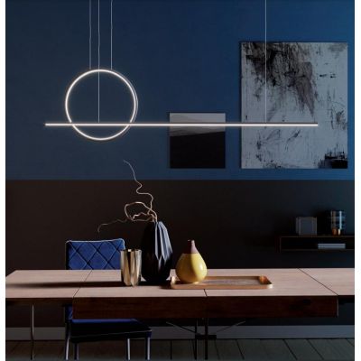 GIOTTO SOSPENSIONE MODERNA L143 CM IN ALLUMINIO BIANCO O NERO LED 46W LUCE 3000K-4000K
