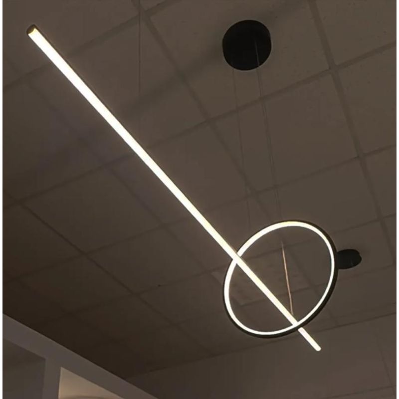 GIOTTO SOSPENSIONE MODERNA L143 CM IN ALLUMINIO BIANCO O NERO LED 46W LUCE 3000K-4000K