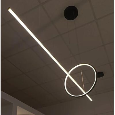 GIOTTO SOSPENSIONE MODERNA L143 CM IN ALLUMINIO BIANCO O NERO LED 46W LUCE 3000K-4000K