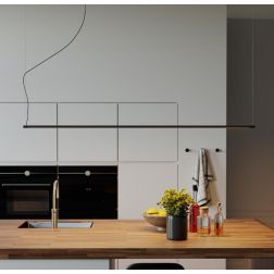 ACROBAT SOSPENSIONE LINEARE MODERNA METALLO NERO LED 31W LUCE 3000K LUNGHEZZA CM 155