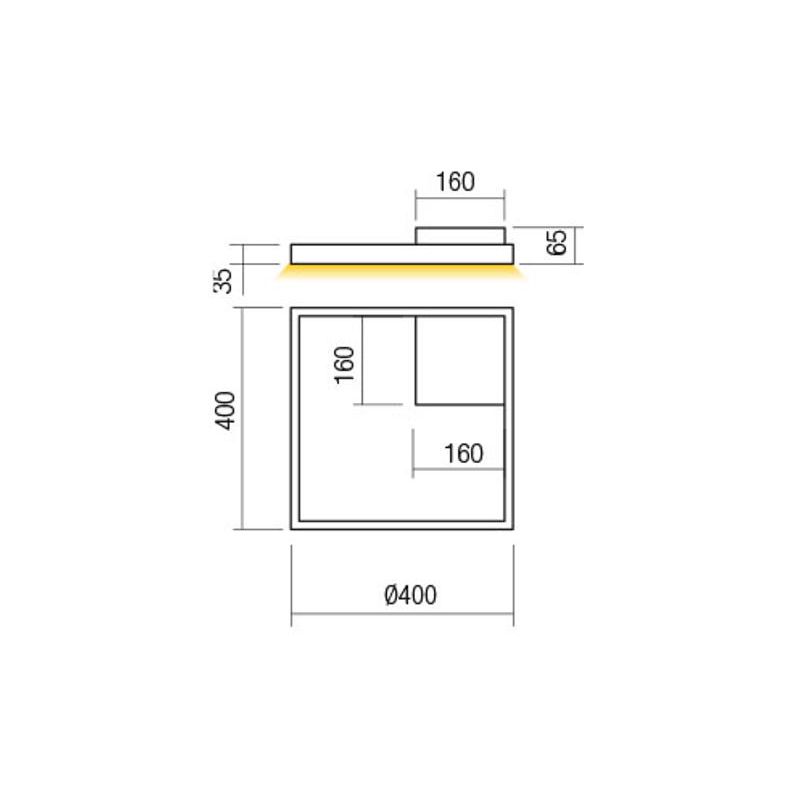 FEBE APPLIQUE PLAFONIERA QUADRATA CM 40X40 LED 30W LUCE 3000K-4000K 3 COLORI MODERNA