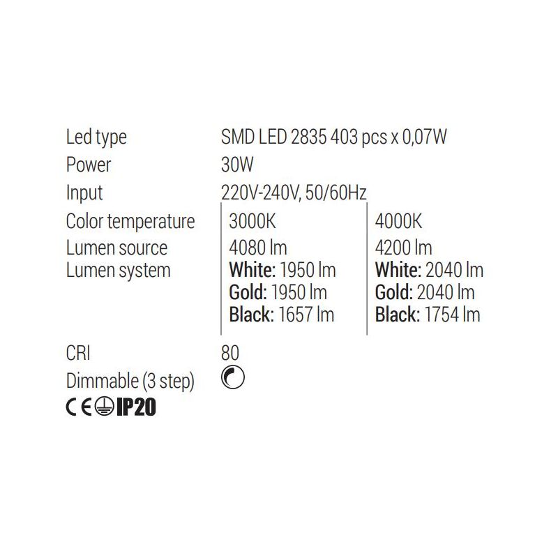 FEBE APPLIQUE PLAFONIERA QUADRATA CM 40X40 LED 30W LUCE 3000K-4000K 3 COLORI MODERNA