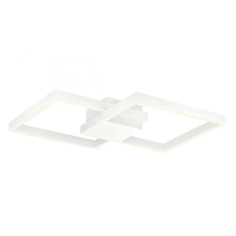 FEBE PLAFONIERA MODERNA 2 QUADRATI LED 62W LUCE 3000K-4000K ALLUMINIO 3 COLORI