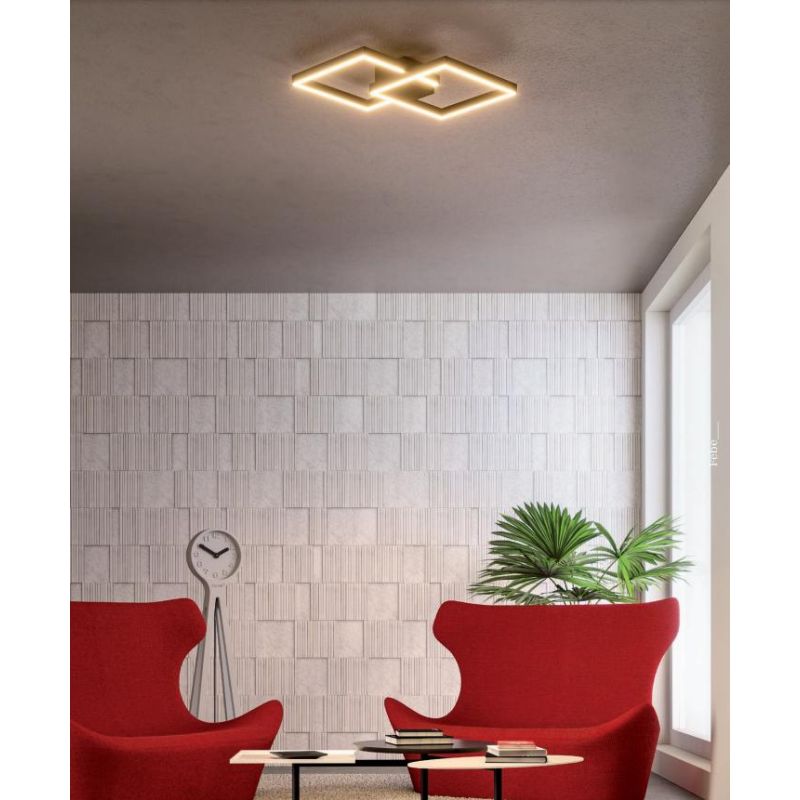FEBE PLAFONIERA MODERNA 2 QUADRATI LED 62W LUCE 3000K-4000K ALLUMINIO 3 COLORI