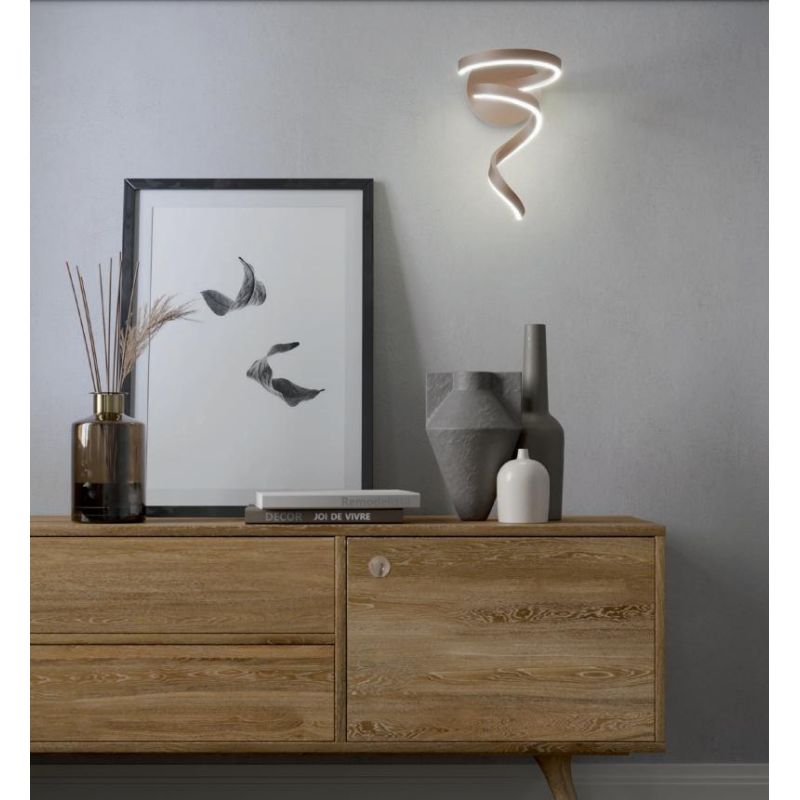 SCROLL LAMPADA DA PARETE LED 15W LUCE CCT 3000K-4000K-6000K ALLUMINIO 3 COLORI MODERNA