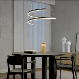 SCROLL SOSPENSIONE SINUOSA 2 MISURE A LED LUCE CCT 3000K-4000K-6000K ALLUMINIO 3 COLORI MODERNA