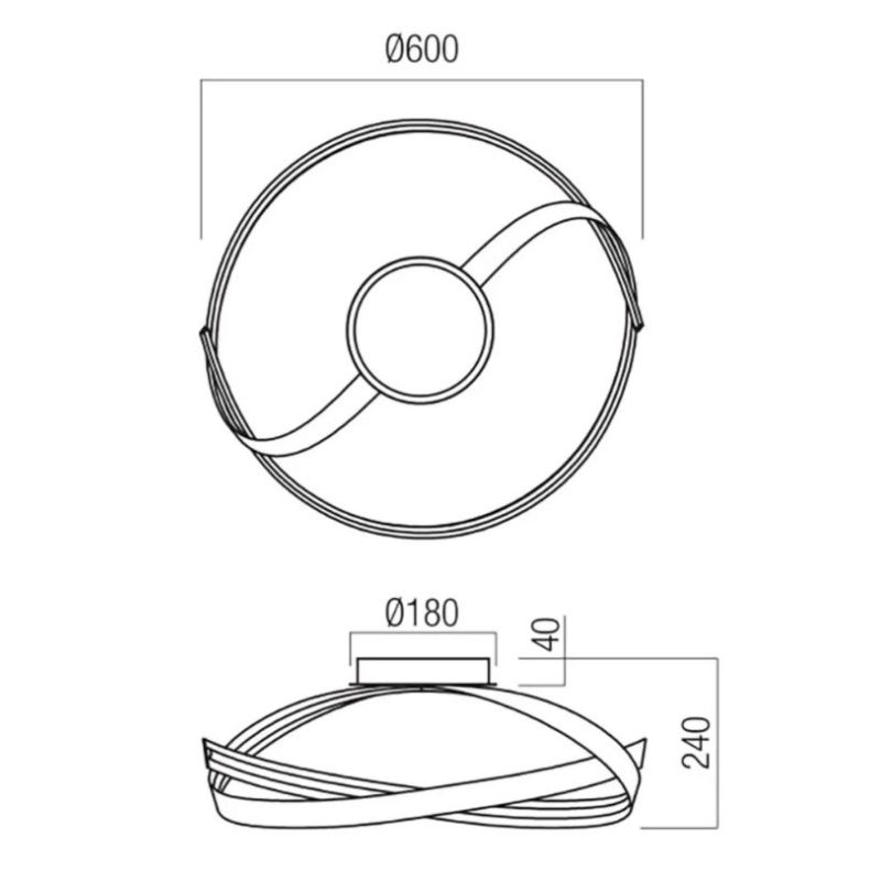 IMPULS PLAFONIERA MODERNA LED 34W LUCE 3000K DIMMERABILE ALLUMINIO 3 COLORI DIAMETRO CM 60