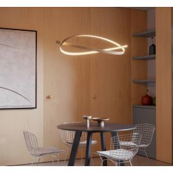 IMPULS SOSPENSIONE LED 38W LUCE 3000K DIMMERABILE ALLUMINIO 3 COLORI DIAMETRO CM 107 MODERNA