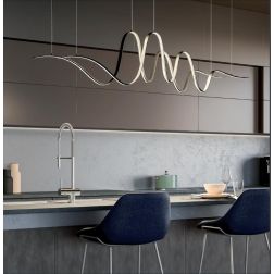 IMPULS SOSPENSIONE ULTRAMODERNA LED 68W LUCE 3000K DIMMERABILE ALLUMINIO 3 COLORI LARGHEZZA CM 170