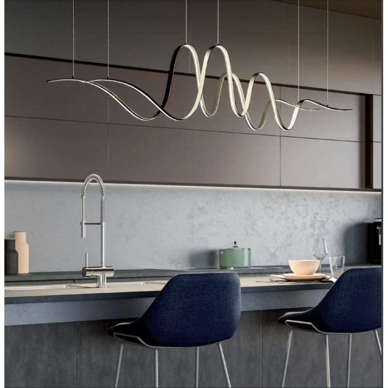 IMPULS SOSPENSIONE ULTRAMODERNA LED 68W LUCE 3000K DIMMERABILE ALLUMINIO 3 COLORI LARGHEZZA CM 170