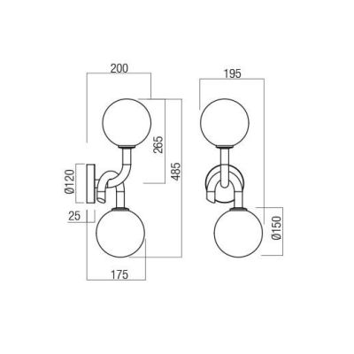 CONFUSIO APPLIQUE 2 LUCI METALLO ORO O NERO LAMPADINE ATTACCO E14 DESIGN MODERNO
