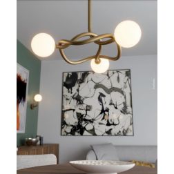 CONFUSIO LAMPADARIO 3 OPPURE 5 LUCI IN METALLO ORO O NERO LAMPADINE ATTACCO E14 DESIGN MODERNO