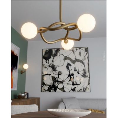 CONFUSIO LAMPADARIO 3 OPPURE 5 LUCI IN METALLO ORO O NERO LAMPADINE ATTACCO E14 DESIGN MODERNO