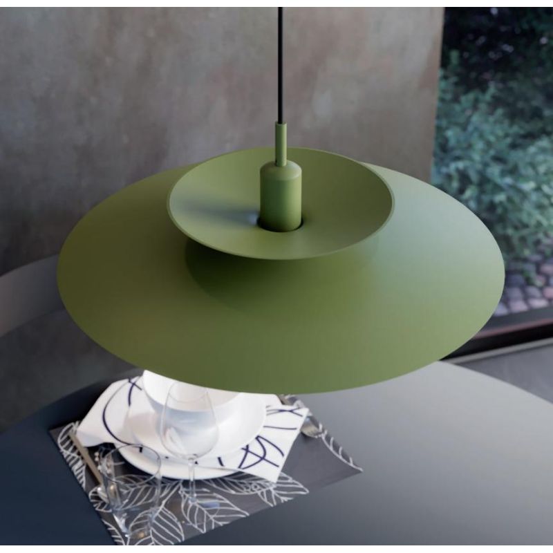 GUNNAR SOSPENSIONE MODERNA IN ALLUMINIO DIAMETRO CM 50 IN 4 FINITURE COLORE LAMPADINA E27