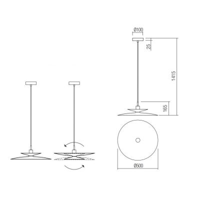GUNNAR SOSPENSIONE MODERNA IN ALLUMINIO DIAMETRO CM 50 IN 4 FINITURE COLORE LAMPADINA E27