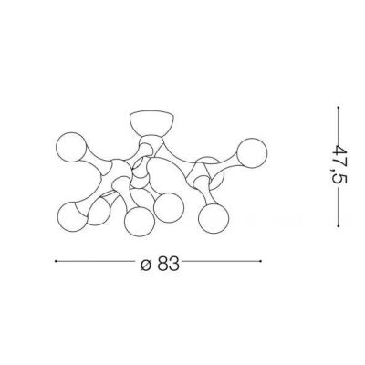 PLAFONIERA ORIGINALE IN METALLO CROMO O BIANCO CON 9 SFERE IN VETRO BIANCO SOFFIATO MODERNA CRISTALENSI - Cristalensi Shop Onlin