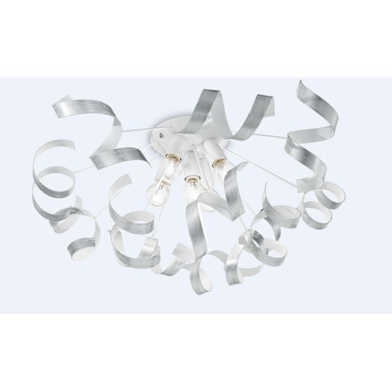 SOLE PLAFONIERA IN METALLO CON DECORI ARGENTO O ORO DIPINTI A MANO MODERNA 5 LUCI CRISTALENSI LUX - Cristalensi Shop Online