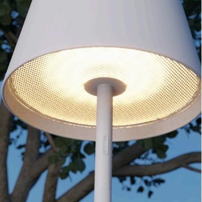 TESEO LAMPADA DA TERRA BIANCA,NERA O VERDE IP65 BATTERIA RICARICABILE LED 10W + RGB LUCE DIMMERABILE E TOUCH