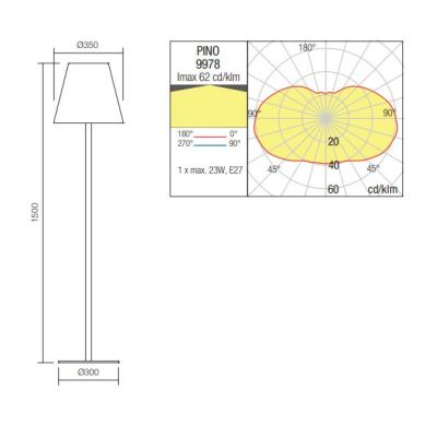 PINO FLOOR PIANTANA DA ESTERNO 2 MISURE METALLO ANTRACITE E DIFFUSORE BIANCO LAMPADINA E27