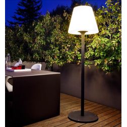 PINO FLOOR PIANTANA DA ESTERNO 2 MISURE METALLO ANTRACITE E DIFFUSORE BIANCO LAMPADINA E27