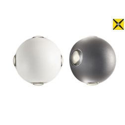 MILESTONE APPLIQUE A SFERA BIANCA O ANTRACITE IP54 LED 12W LUCE 3000K 4 FASCI DI LUCE MODERNA 2