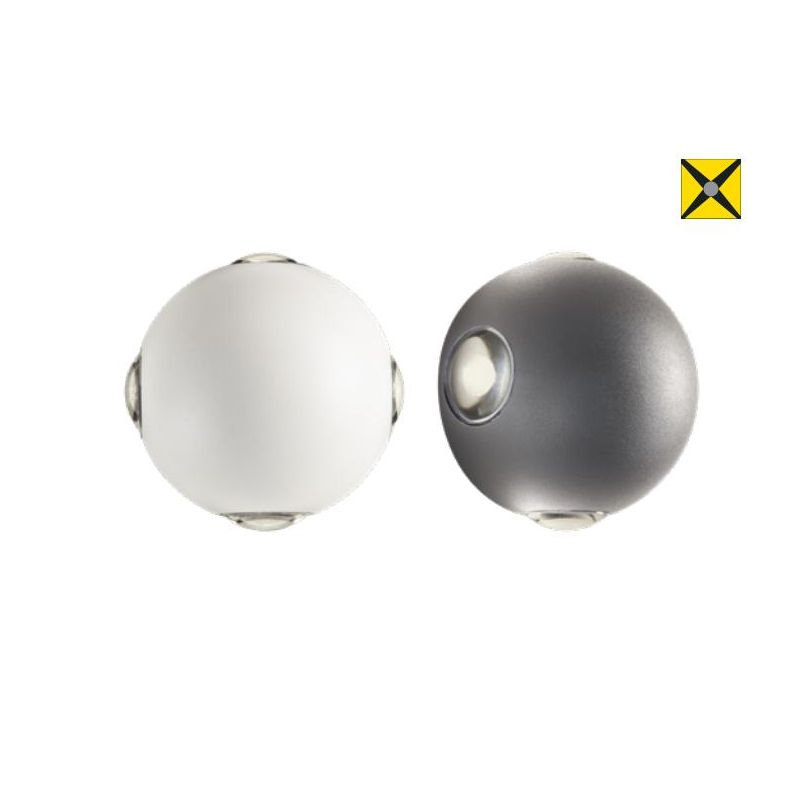 MILESTONE APPLIQUE A SFERA BIANCA O ANTRACITE IP54 LED 12W LUCE 3000K 4 FASCI DI LUCE MODERNA