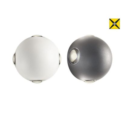 MILESTONE APPLIQUE A SFERA BIANCA O ANTRACITE IP54 LED 12W LUCE 3000K 4 FASCI DI LUCE MODERNA