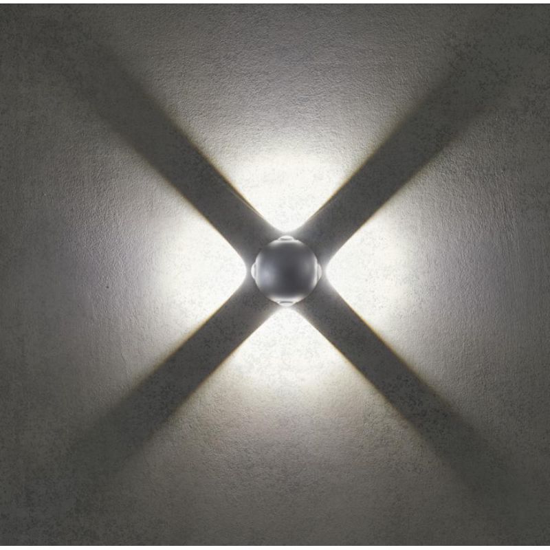 MILESTONE APPLIQUE A SFERA BIANCA O ANTRACITE IP54 LED 12W LUCE 3000K 4 FASCI DI LUCE MODERNA