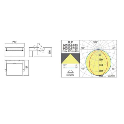 FLIP APPLIQUE ORIENTABILE DA ESTERNO IP54 LED 20W LUCE 3000K BIANCO,ANTRACITE E CORTEN