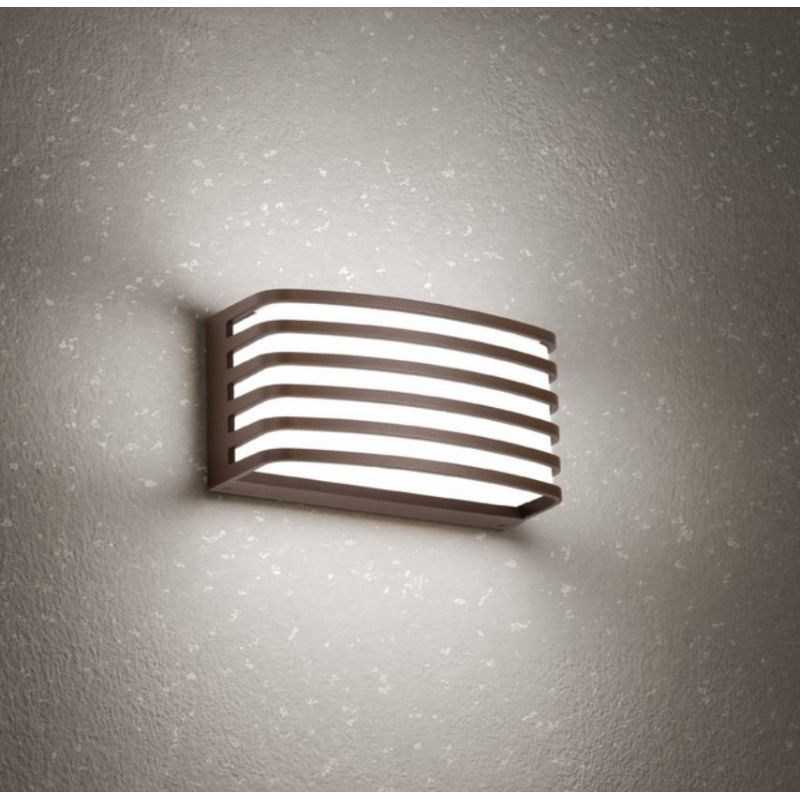 SEBRA APPLIQUE DA ESTERNO A GRIGLIA IP54 LED 15W LUCE 3000K ANTRACITE E MARRONE MODERNA