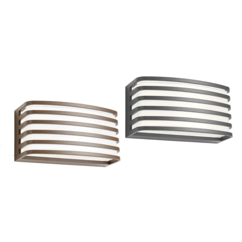 SEBRA APPLIQUE DA ESTERNO A GRIGLIA IP54 LED 15W LUCE 3000K ANTRACITE E MARRONE MODERNA