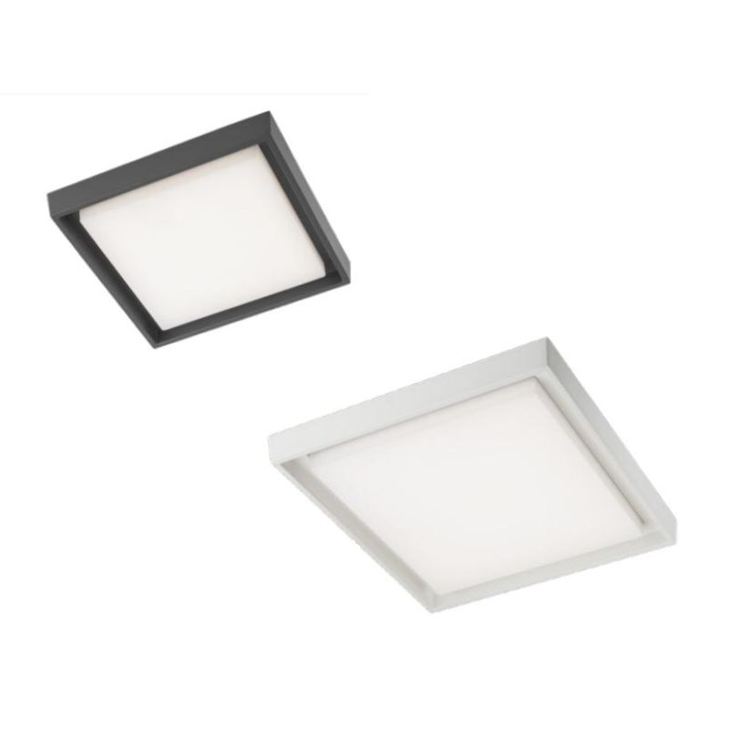 BEZEL PLAFONIERA QUADRATA 2 MISURE IP54 LED CON LUCE 3000K ANTRACITE,BIANCA E MARRONE MODERNA