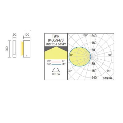 TWIN PALETTO IN 2 MISURE ANTRACITE O RUGGINE LED LUCE 3000K IP65 ANTI SALSEDINE MONO EMISSIONE