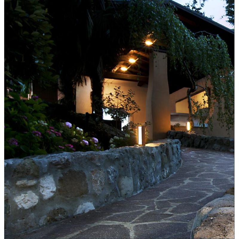 TWIN PALETTO IN 2 MISURE BI-EMISSIONE ANTRACITE O RUGGINE LED LUCE 3000K IP65 ANTI SALSEDINE