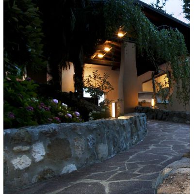 TWIN PALETTO IN 2 MISURE BI-EMISSIONE ANTRACITE O RUGGINE LED LUCE 3000K IP65 ANTI SALSEDINE